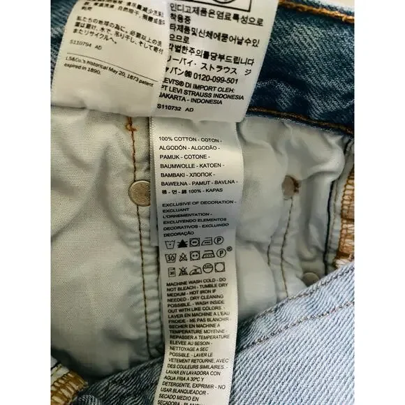 Levi’s 501 Distressed Denim Shorts High Rise Light Wash Cutoff 25 - Picture 9 of 10